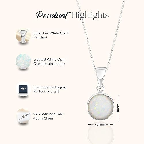 Miniatura 17 de 14K White Gold Gemstone Necklace for Women - Birthstone Jewelry - Teardrop Solid Gold Pendant for Brides WITH Sterling Silver Chain - Elegant