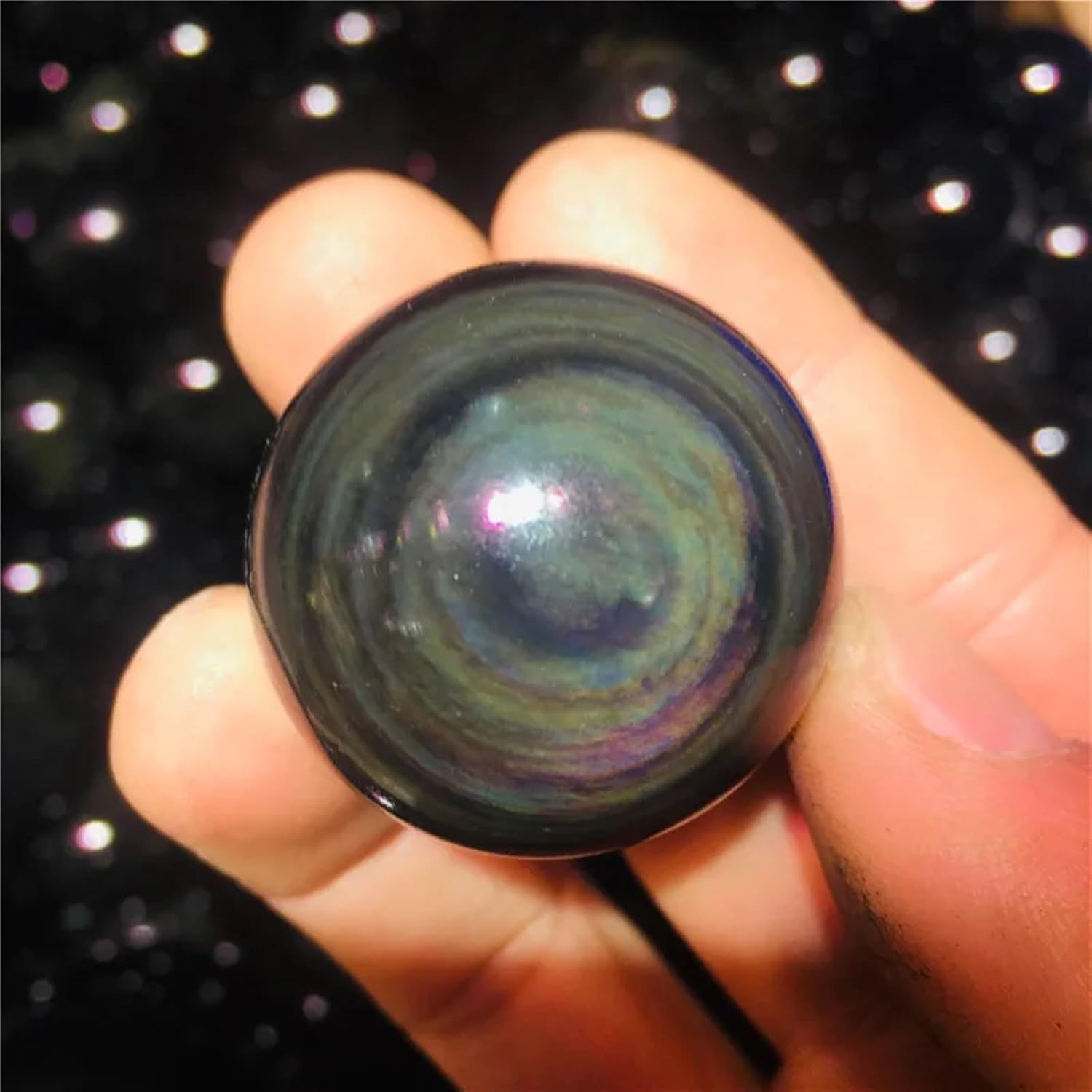 Rainbow Obsidian Crystal Ball Stone Gemstone Great for Home Decoration Stone1pc Ornaments (Size : 4cm)
