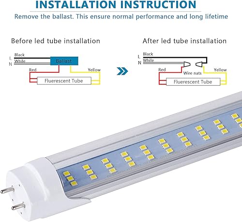 Miniatura 4 de BERTRAMLUX 25 bombillas LED T8 T12 de 4 pies tipo B, 60 W, 7500 lm, 6000 K, blanco frío, 3 filas, bombillas LED T8 de 4 pies, alimentación de doble
