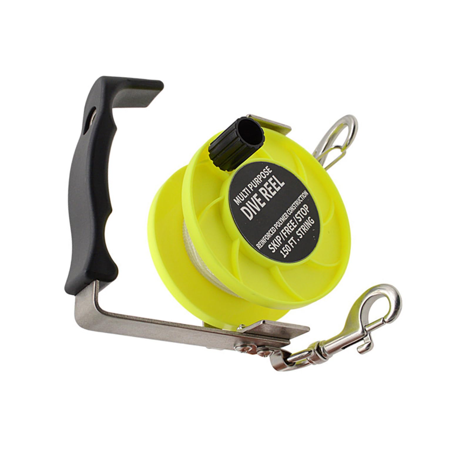 Msioytog Fluorescent Yellow Scubas Ratchets Dives Reel With Handle Underwater Light Weight Spool Diving Spool For Cave Wrecks Drift Kayak Stainless Steel Adjustable Diving