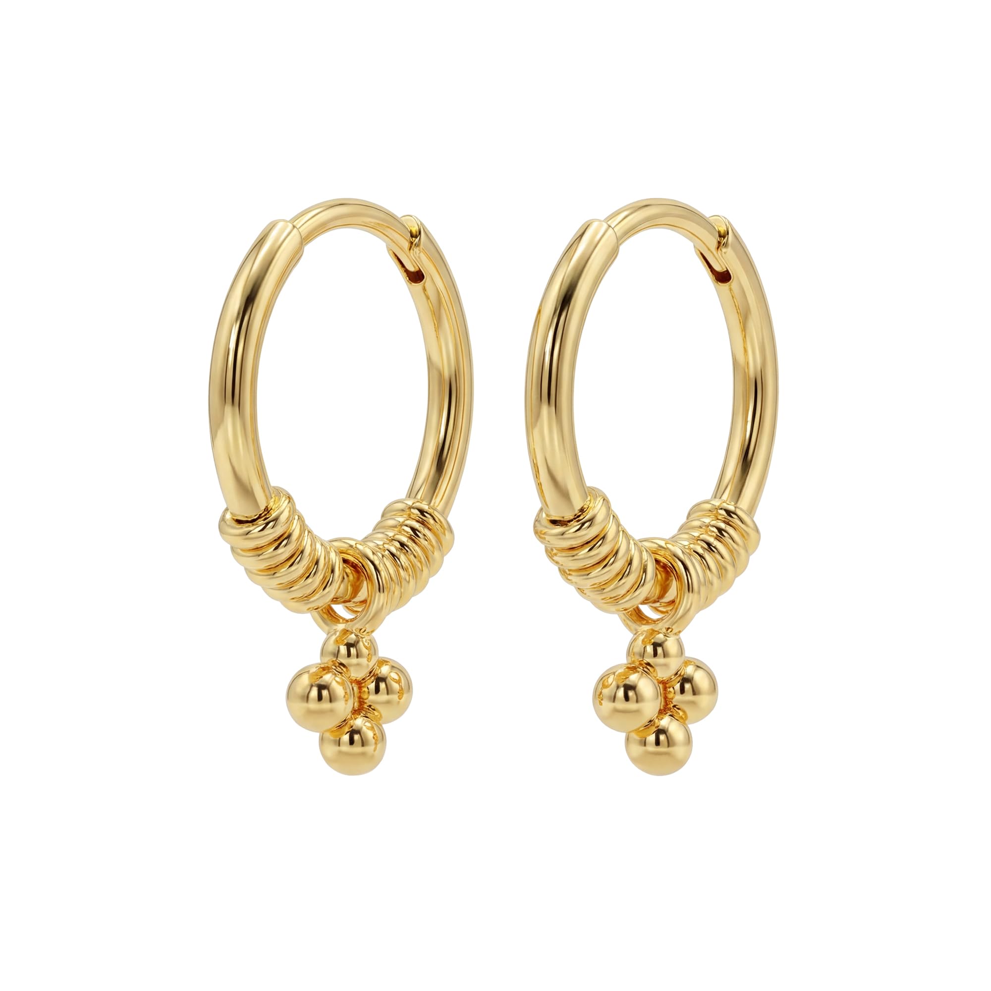 Mevecco Gold Dainty Dangle Hoop Earrings for Women 14K Gold Plated Delicate cute Geometric Triangle Cone Dangle Earrings