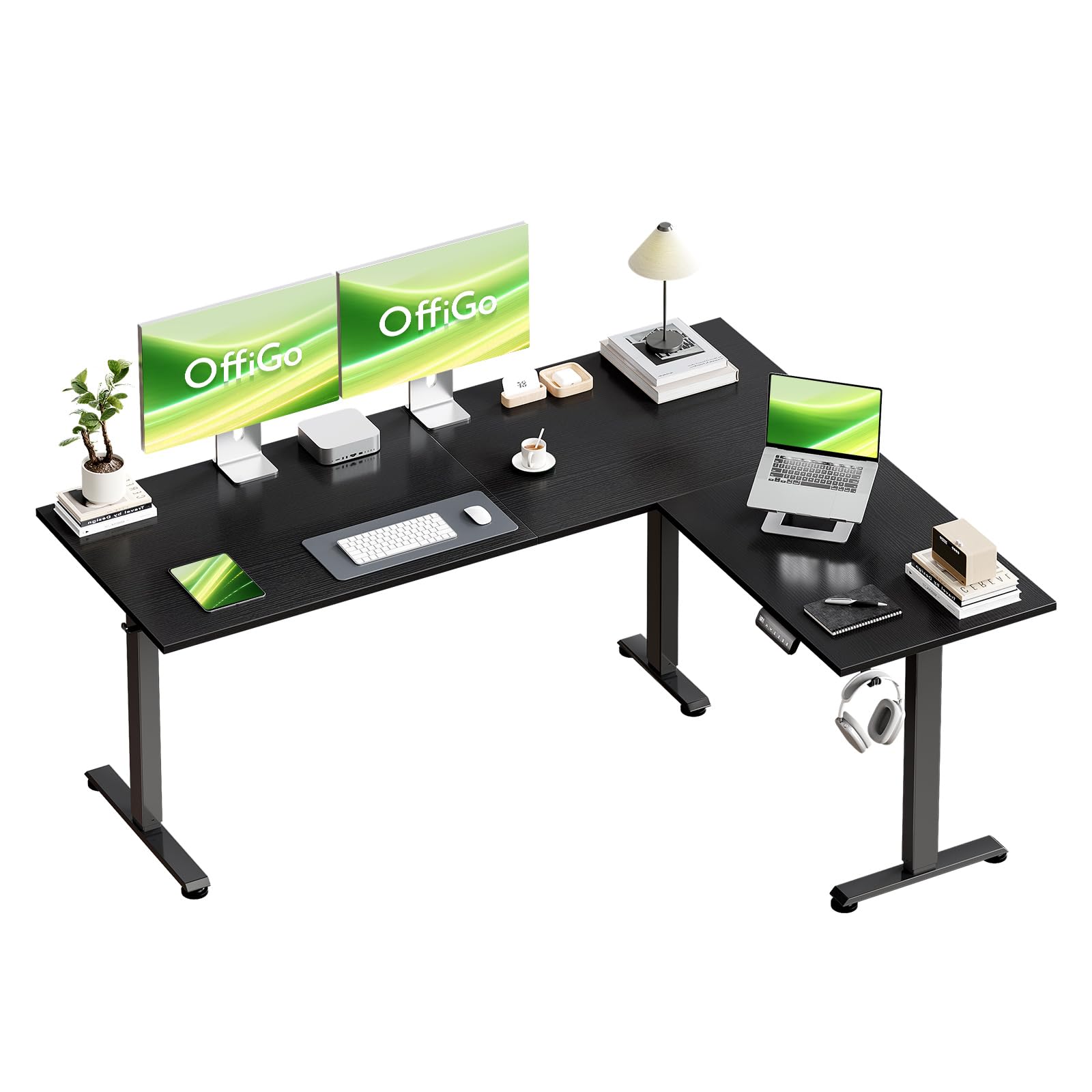 OffiGo Esquinero Escritorio Elevable, Mesa Escritorio 160 x 120 cm, Nero