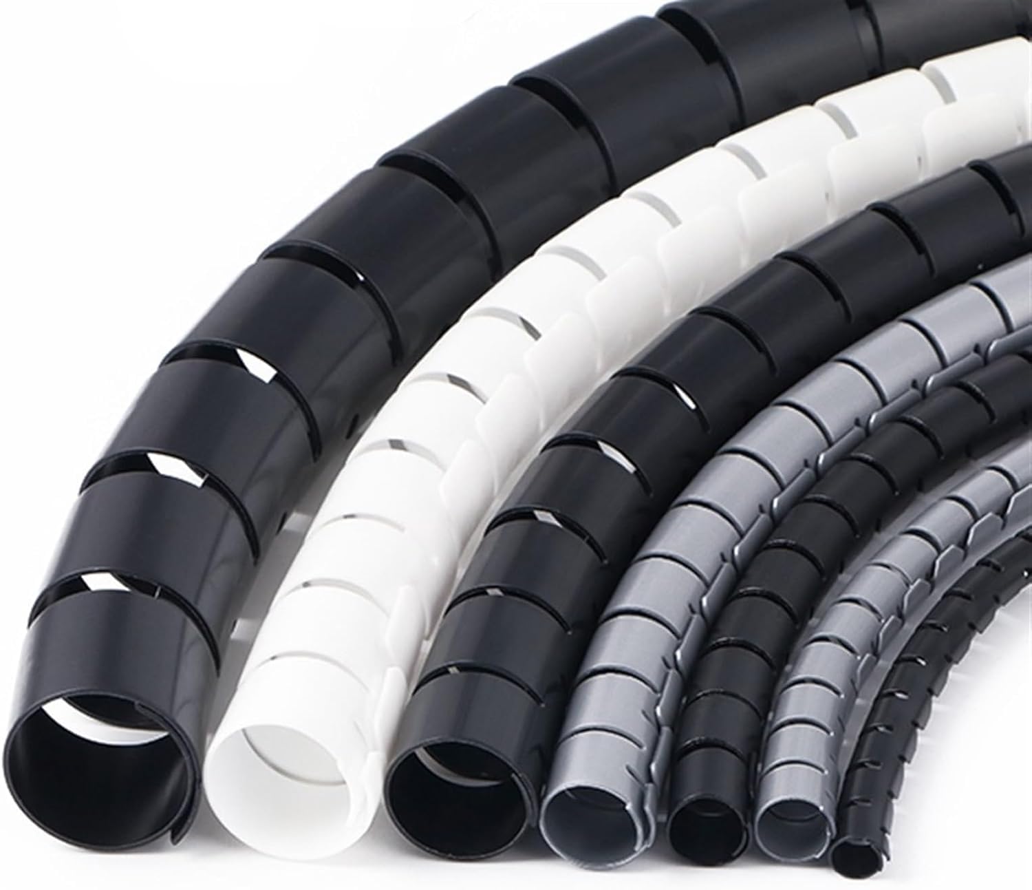 Manicotto per cavi, Guaine for cavi a spirale 1 metro 8-32 mm Multicolor(Gray Clip,32mm 1 meter)