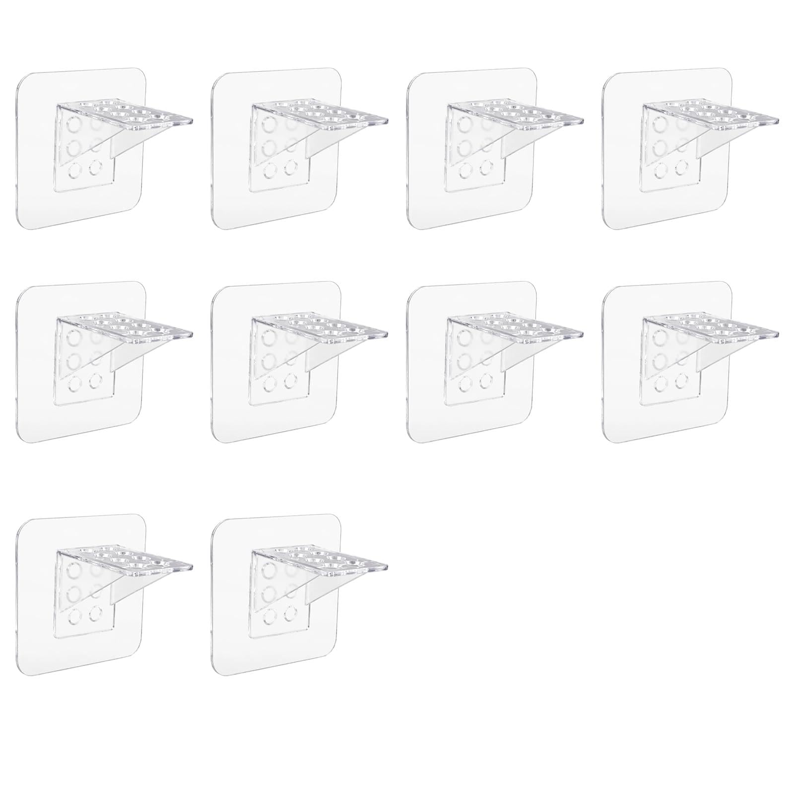 Elovara 10 PCS Self Adhesive Transparent Shelf Brackets Board Support