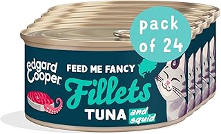 Edgard & Cooper Nassfutter für Katzen, Erwachsene, (Thunfisch & Tintenfisch, 70 g x 24), Filets für Katzen, sterilisiertes und aktives Katzenfutter, getreidefrei, natürliche Zutaten, frisches Fleisch, product image