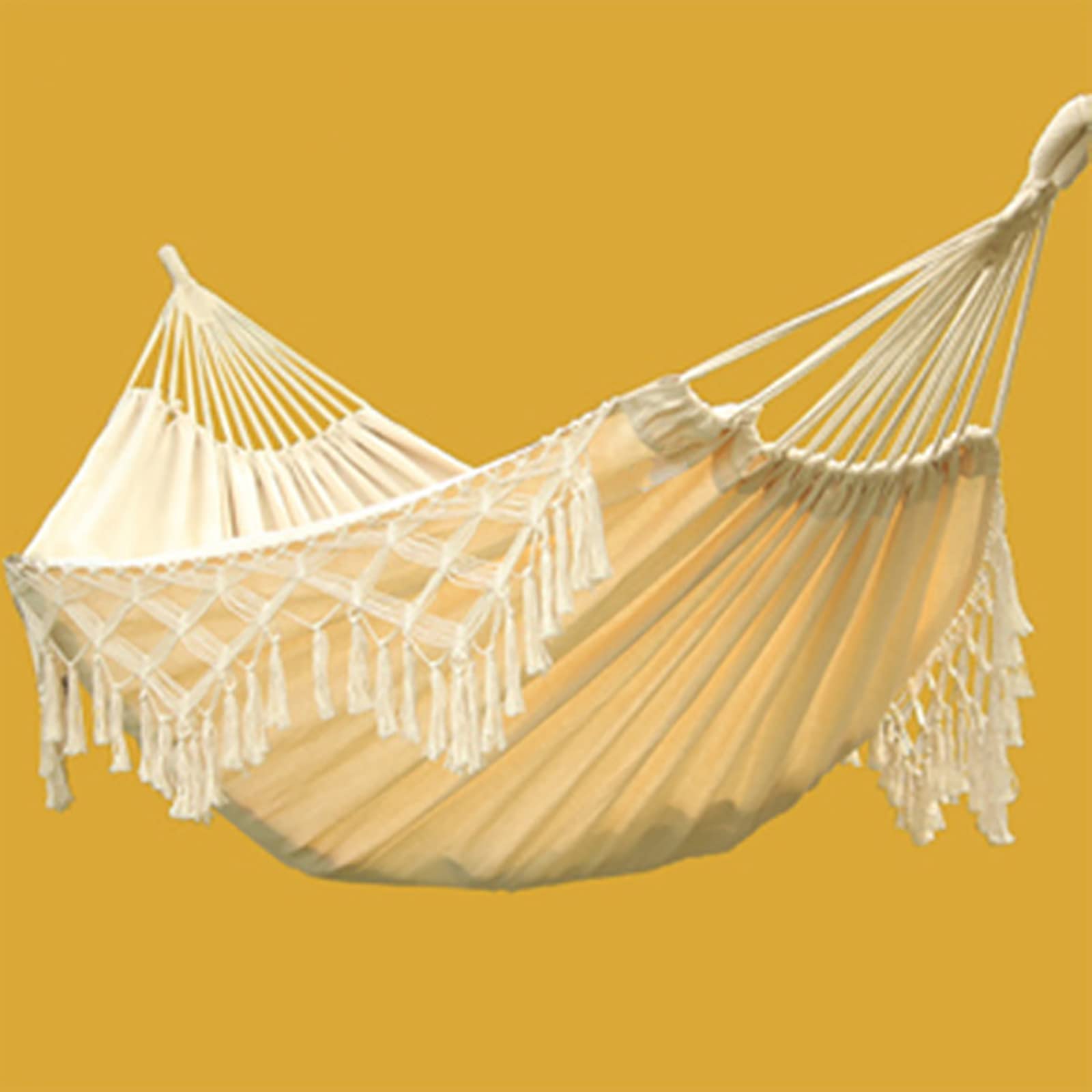Lit de Jardin en Coton, 260cm × 140cm, Franges en macramé, Balcon Boho, Glands Faits à la Main, 2 Personnes, Double, 250 kg