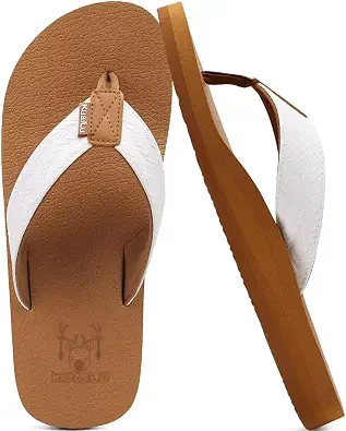  Men's Yoga Mat Leather Flip Flops with Arch Support Comfortable Cushion Walking Thong Sandals Slip On Indoor Outdoor