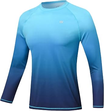 Mens Long Sleeve Swim Shirts Rash Guard Shirts UPF 50+ Sun Protection Quick Dry T-Shirt Athletic Workout Running Tops Shirts