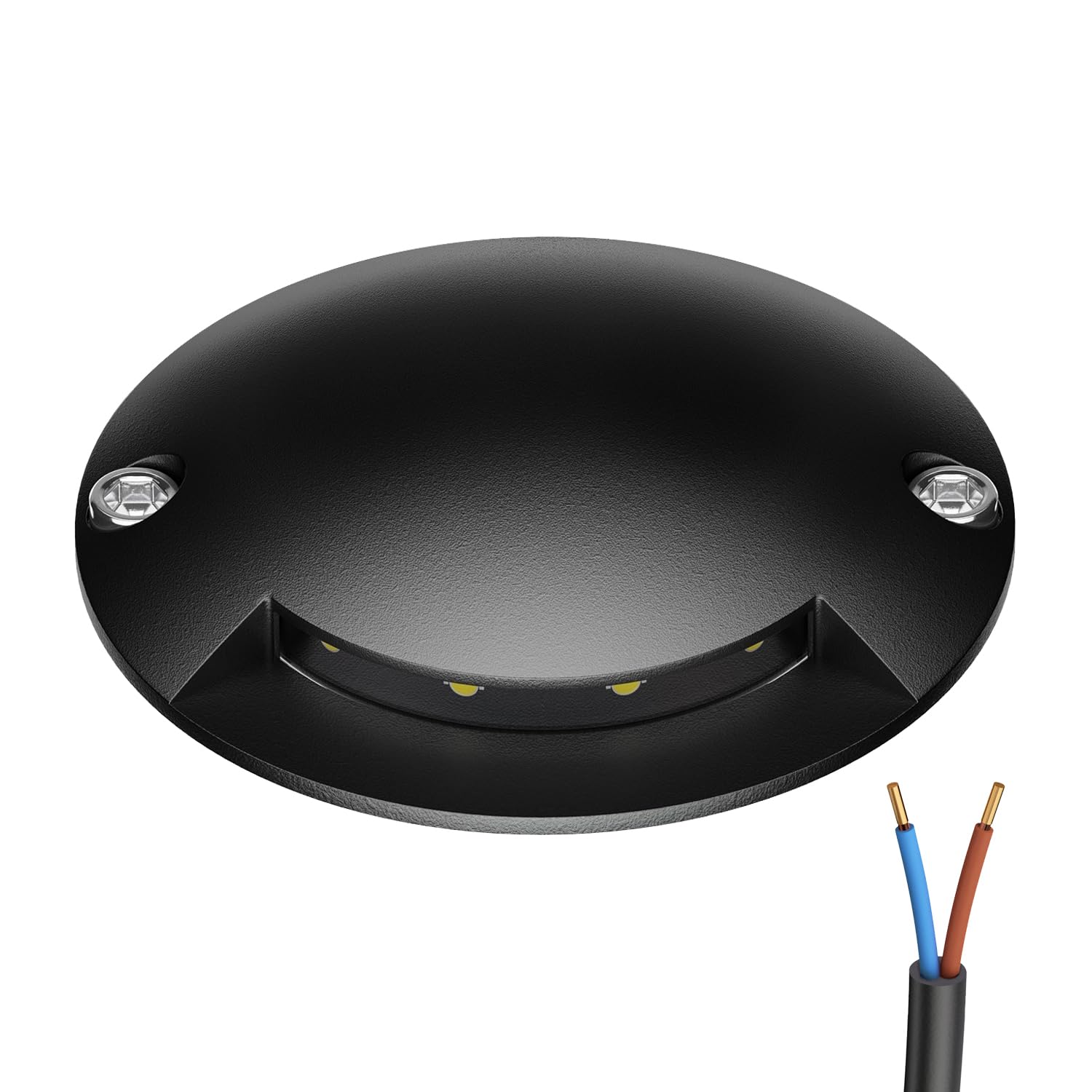 ledscom.de LED Bodenleuchte RUNDA für außen, IP67, 1-flammig, schwarz, rund, 70mm Ø, warmweiß, 5-er Set