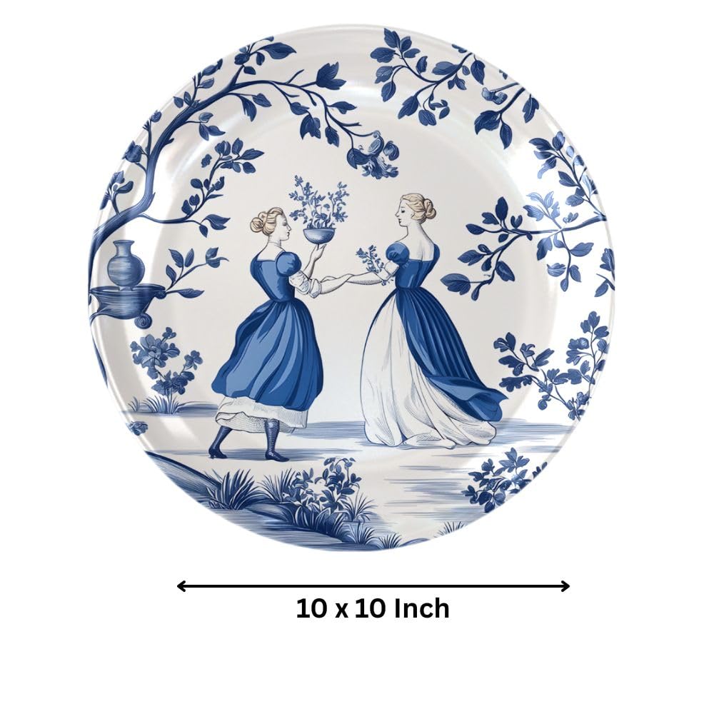 Vintage Blue & White Wall Plate - Pastoral Decor -3