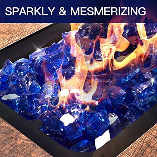 Apromise Fire Glass For Fire Pit - 1/2 Inch Fire Pit Glass | Reflective Fire Glass For Propane Fire Pit And Fireplace | 10Lbs | Cobalt Blue #TOP3