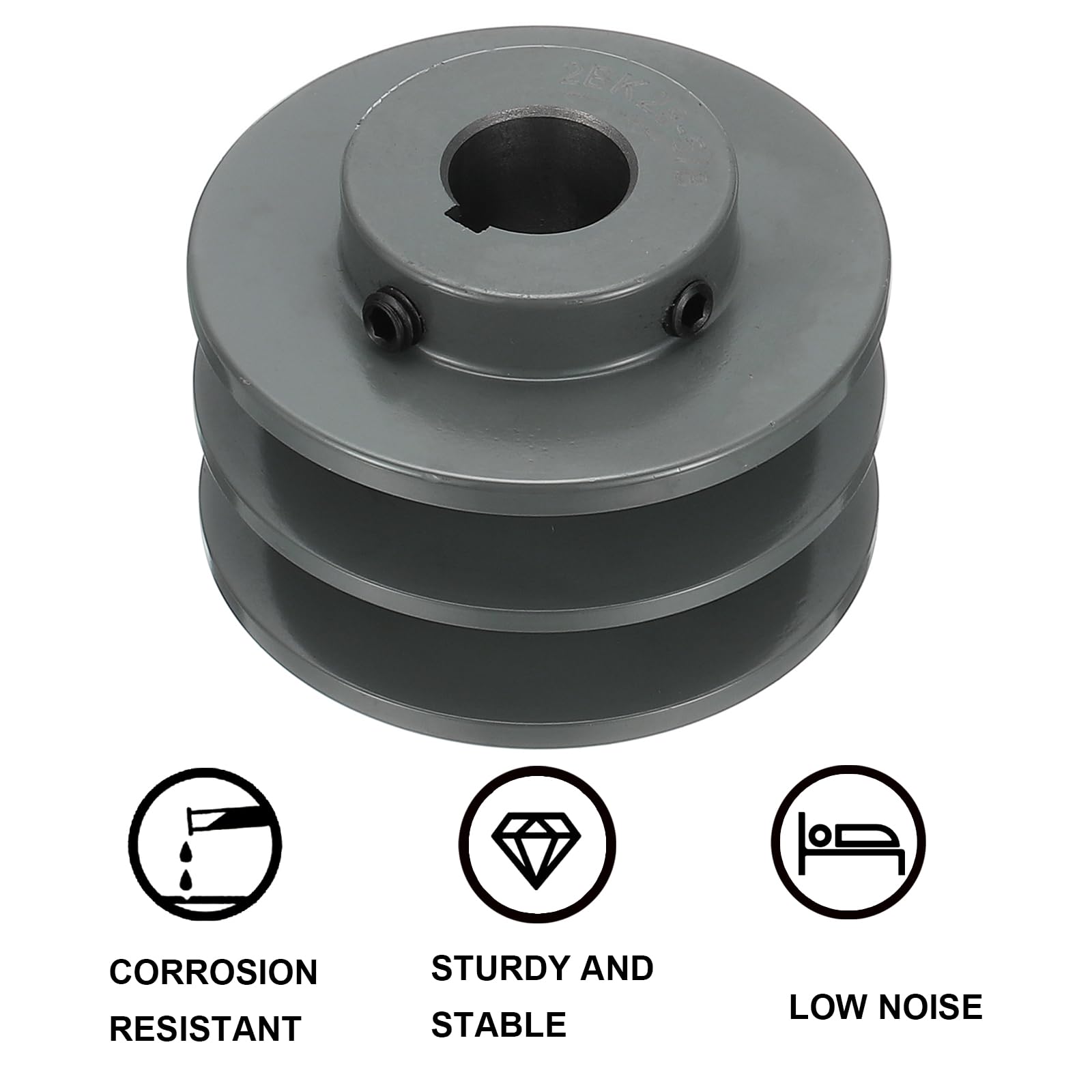 QUARKZMAN Puleggia A V 2BK28-5/8 Con Foro 5/8" Diametro Esterno 2.95" Doppia Gola Puleggia Con Foro fini All'Uso In Ghisa Per Cinghie 3L O B