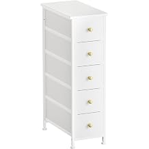 Narrow Dresser Storage Tower, Slim Dresser Chest of 5 Drawers