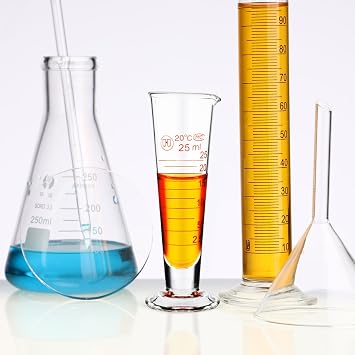 Baluue Graduated Cylinder, 25ml Conical Measuring Cup with Spout and Wide Base, Professional Borosilicate Glass Cylinder for STEM Education Lab Science Teaching and DIY