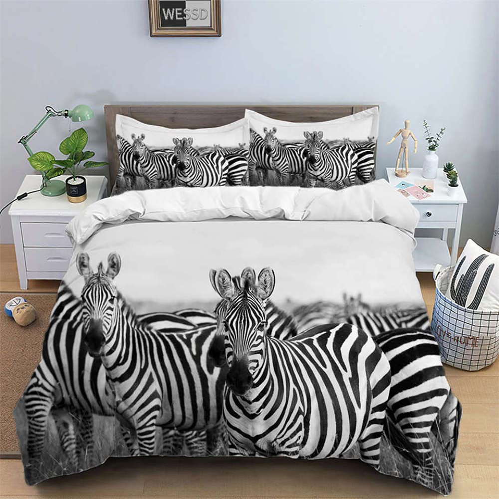 Duvet Cover Twin Grey Zebra Bedding 