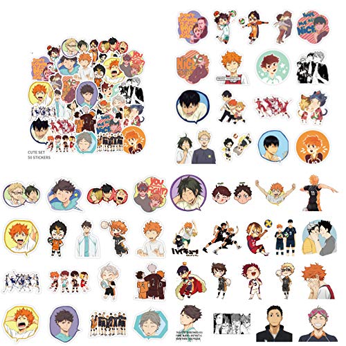 SMMUSEN Gift Sets for Fans,Including Anime Haikyuu Drawstring Backpack, 1Pcs Bracelets, 1Pcs Lanyard, 2Pcs Keychains, 4Pcs Button Pins, 30Pcs Lomo Cards, 50Pcs Haikyuu Stickers4