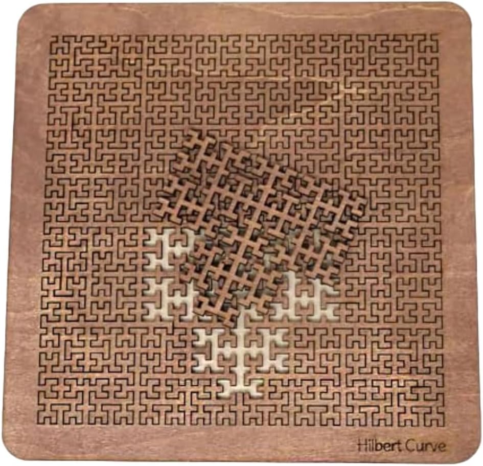 Fractal Tray Puzzle - Challenging Wooden Jigsaw with Irregular Curves, Reverse Thinking Puzzles for Adults, Mind Bending No-Image Design (Wood)