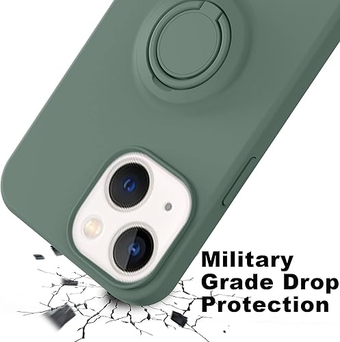 Miniatura 6 de Vooii Funda compatible con iPhone 13 de 6.1 pulgadas, funda protectora de cuerpo completo de silicona líquida suave con soporte de anillo, forro de