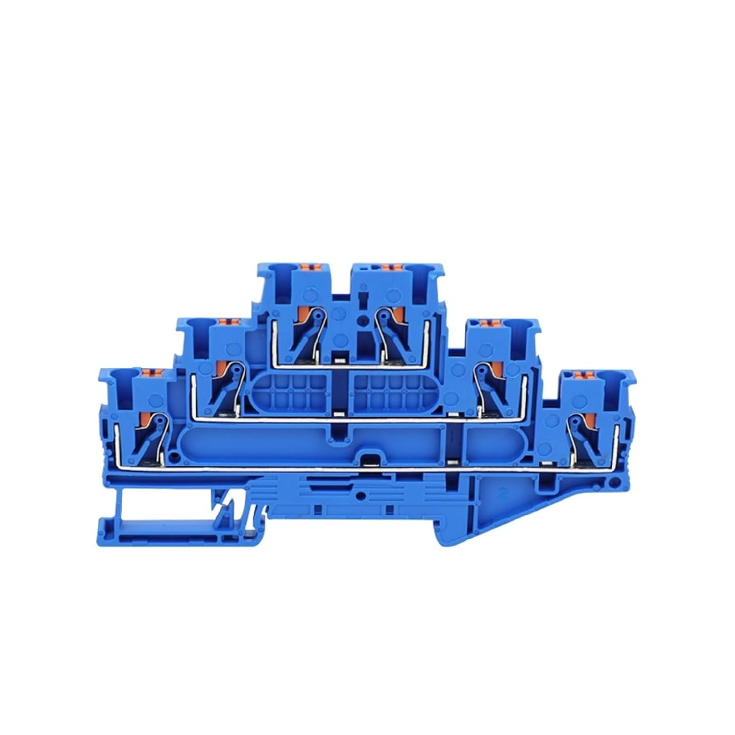 PT2.5-3L Push-in 3-Level Din Rail Terminal Block, 2.5mm² Triple Layer Cable Wire Electrical Connector PT-2.5-3L(Orange,5 Pcs)