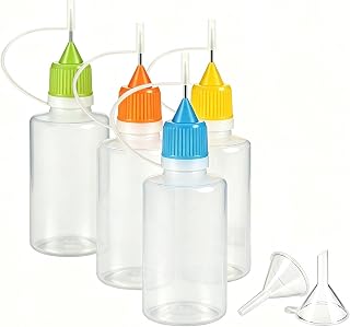 30ML Tip Glue Bottles with Needle Applicator and Funnel Caps | Precision needle tip; Easy liquid control; Leak resistant design; Refillable craft bottles; Multi-purpose DIY use
