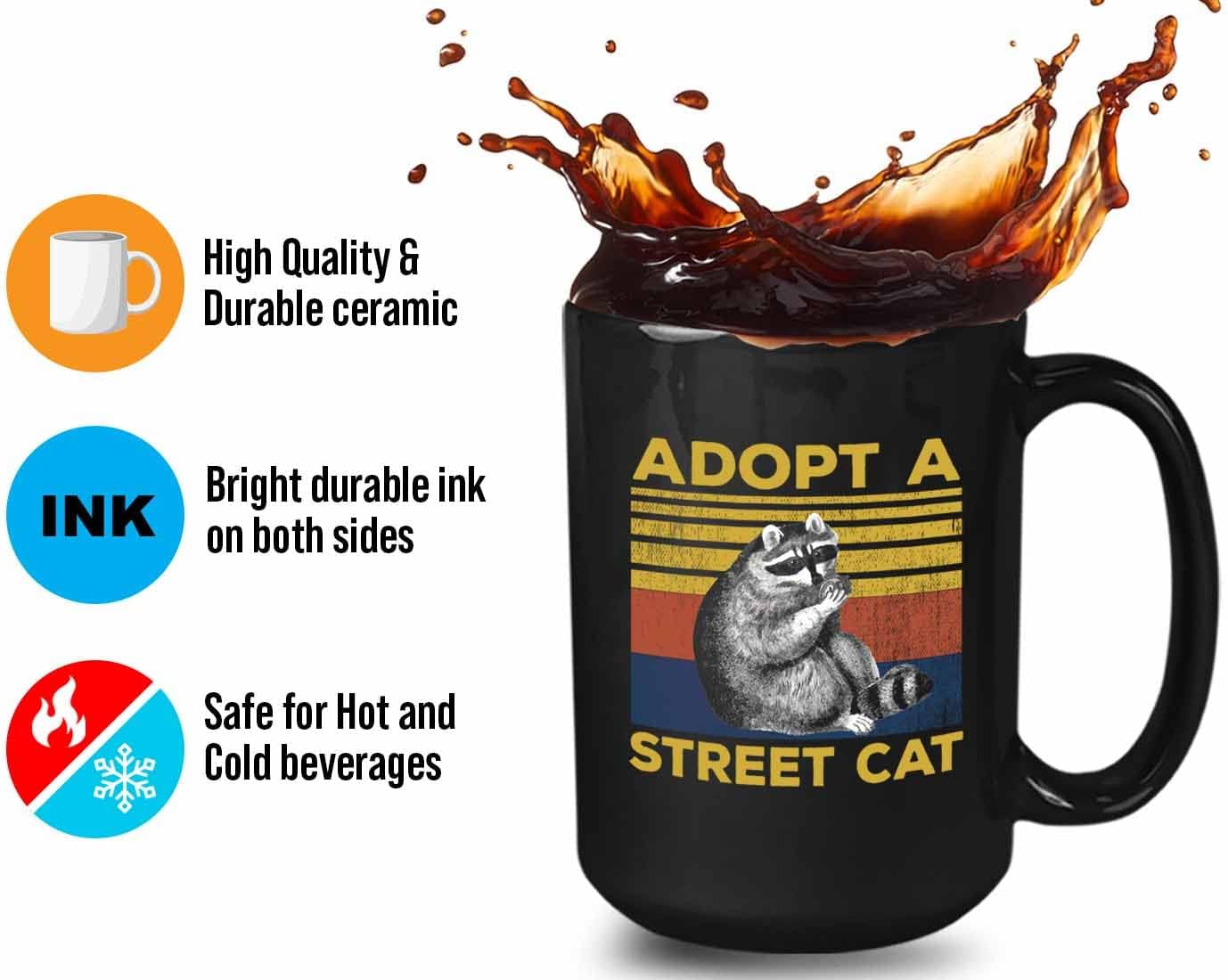 Bubble Hugs Pet Owner Coffee Mug 15oz Black - Adopt A Street Cat - Scottish Kitten Himalayan British Persian Shorthair Maine Coon