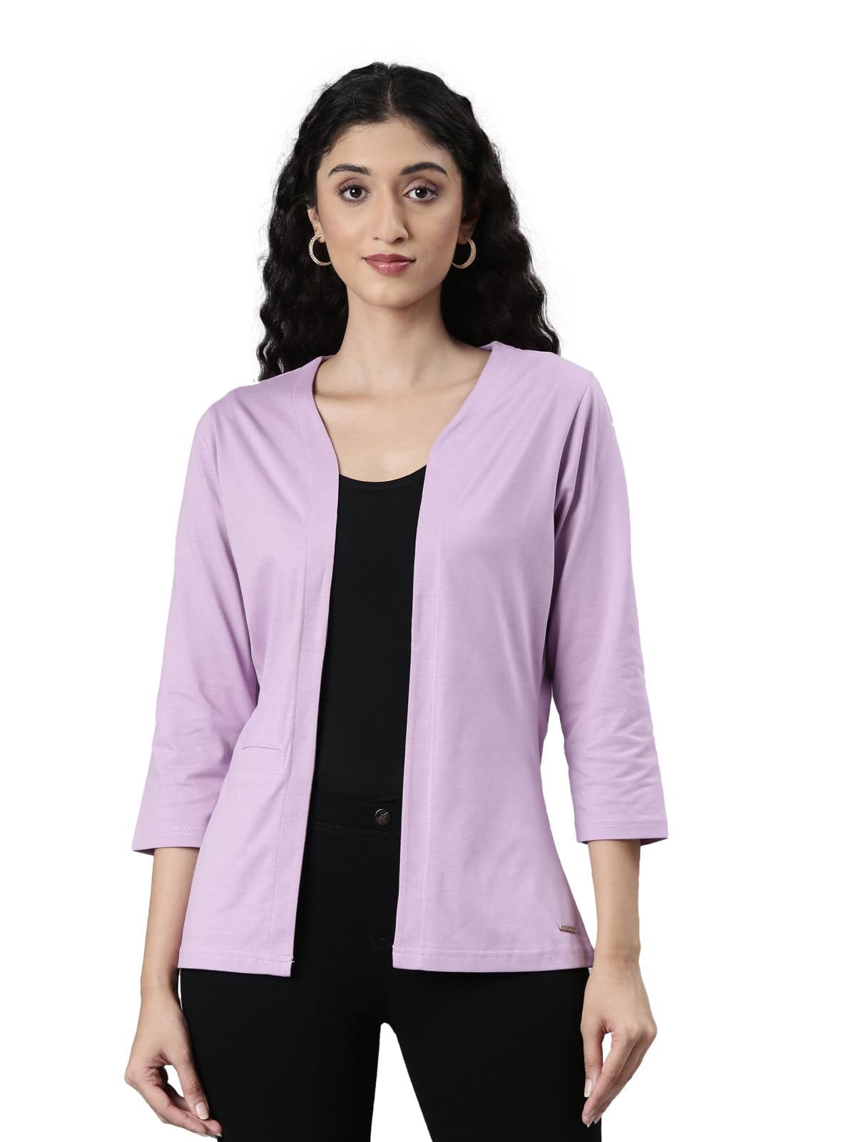 Solid Shrug top for Women | Front Open with 3/4 Sleeves | Cotton-image-22