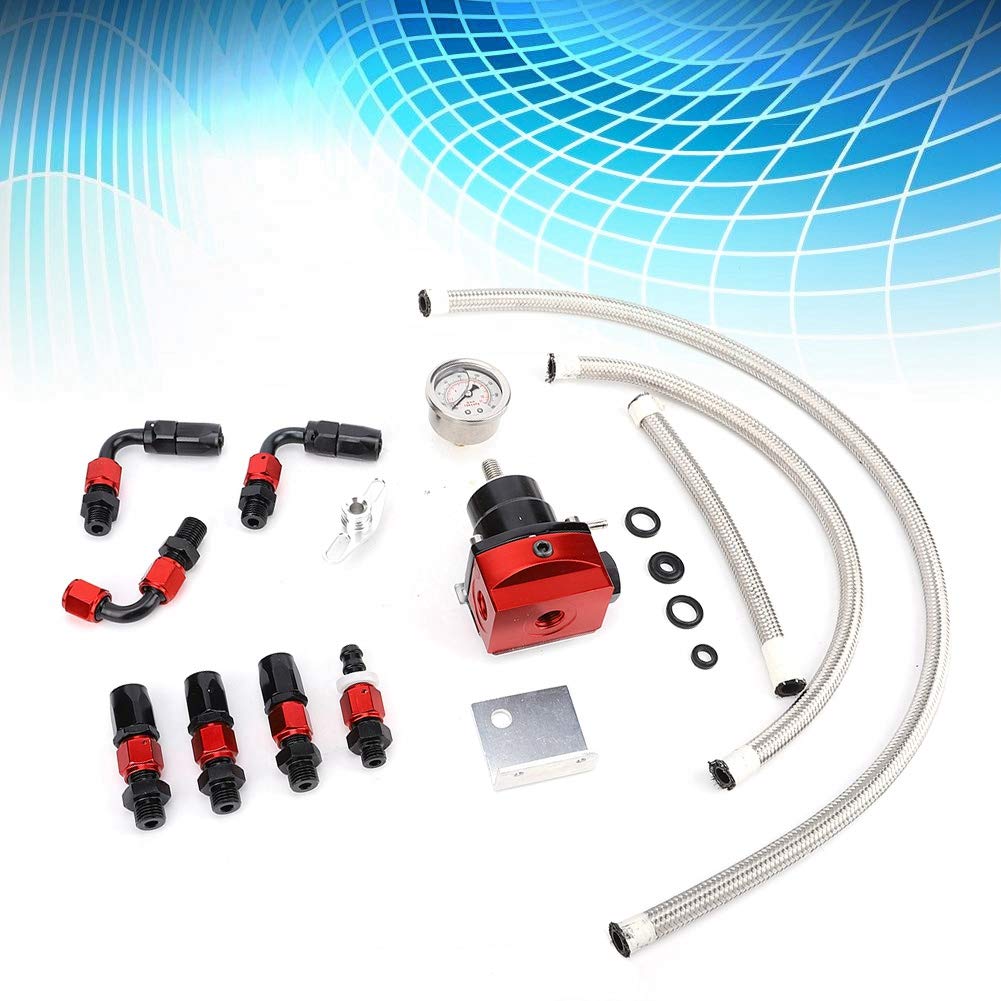 Akozon Uniwersalny Zestaw Regulatora Ciśnienia Paliwa 0-100 Psi ze Wskaźnikiem - Port 6An T6061 Aluminium do Osiągów i Tuningu Samochodów