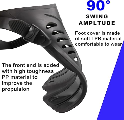 Miniatura 4 de Aletas de buceo Equipo de esnórquel para adultos, aletas de esnórquel, aletas de natación abiertas, ajustables, hombres, mujeres, niños, aletas de