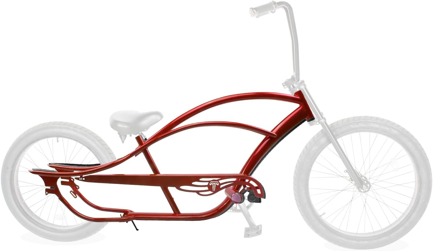 MICARGI 20/26-Inch Chopper Stretch Bike Frame with Chain Guard, Multi-Color Cruiser Steel Frame for 1/3/7-Speed Coaster/Disc Brake Models