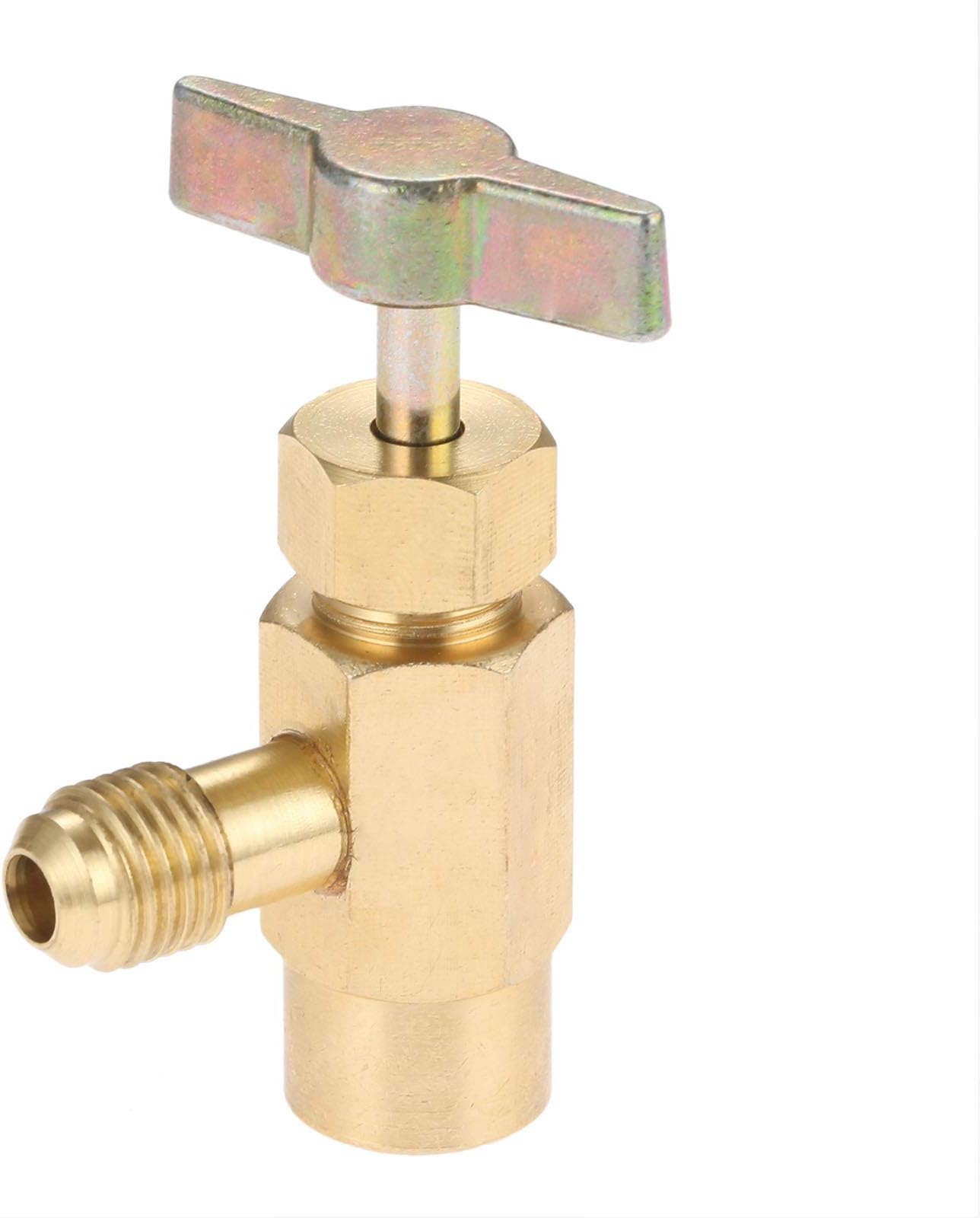 R1234YF Self-Sealing Can Tap with Left Hand Threaded, 1/2’’ Acme to 1/4’’ SAE Dispenser Valve AC Refrigerant Bottle Opener, Fits for R1234YF Automotive Air Conditioning Charging