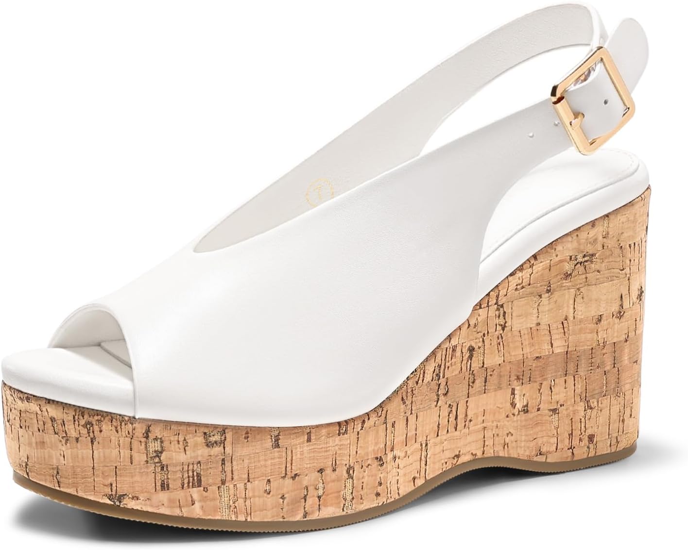 Coutgo Womens Platform Wedge Sandals Open Peep Toe Slingback Cork High Heels Summer Beach Shoes