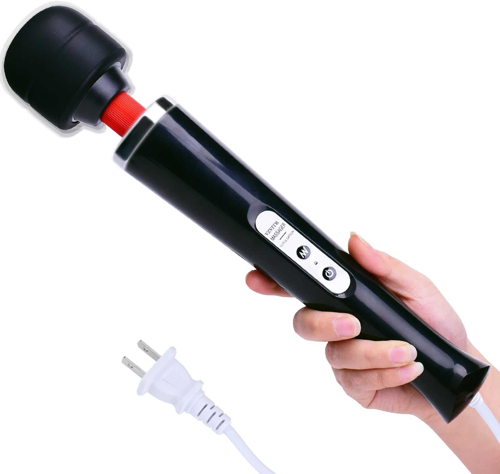 Electric Wand Massager - Powerful Handheld Back Massager with 10 Rhythmical Speeds, Wired Deep Tissue Vibrating Massager for Muscle Aches, Neck, Shoulder & Foot Relief - Black