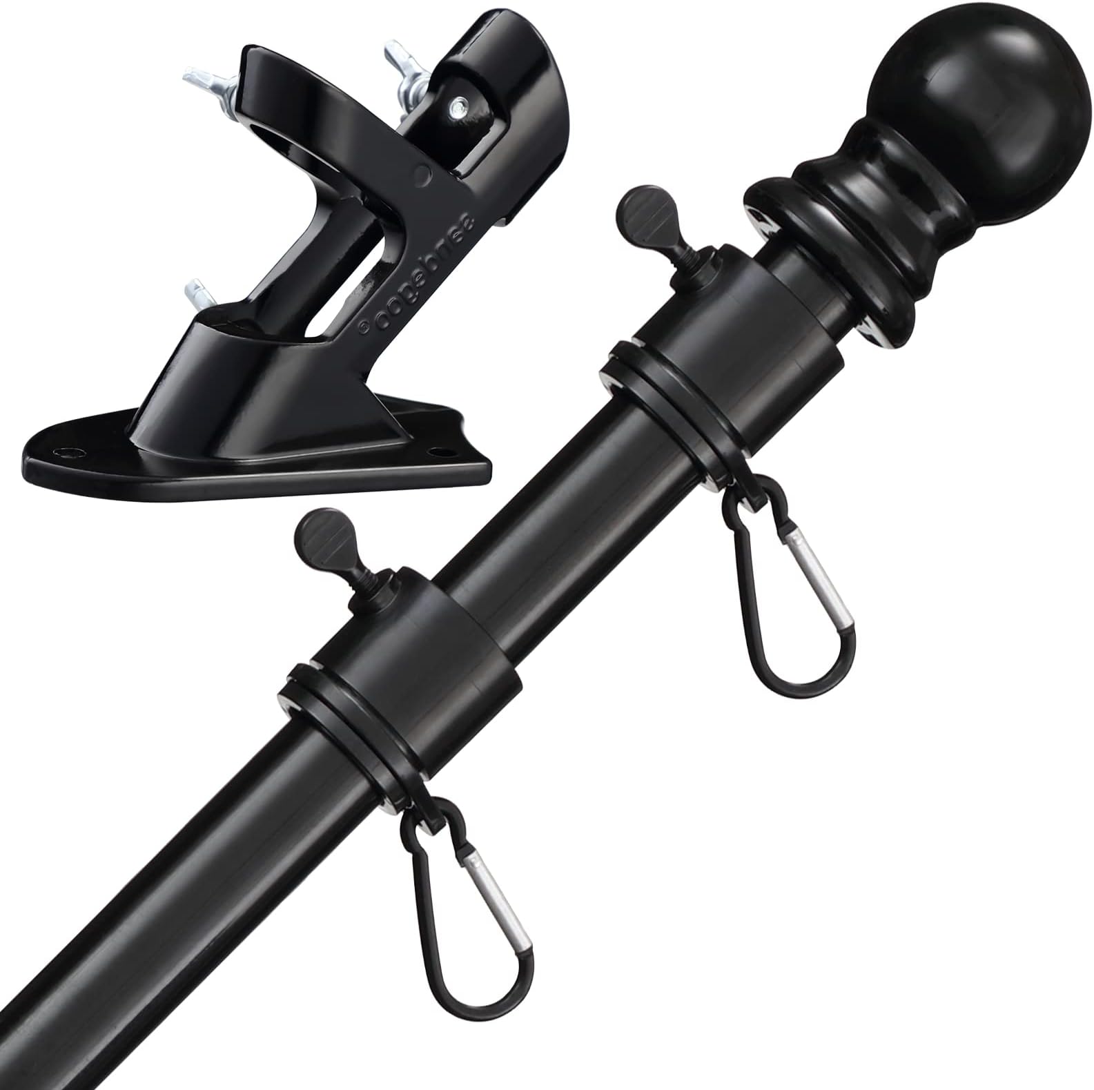 Bird Twig Flag Pole, 6FT Flagpole Kit for American Flag, Professional Metal Flag Pole for House Garden Yard, Residential or Commercial Flag Pole with Bracket Black