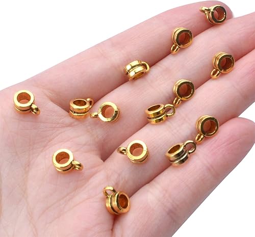 Vista 6 de Aylifu Bails Beads, Tibetan Bail Tube Bead Spacer Beads Carrier Hanger Connector Links for European Charm Bracelet Jewelry Making