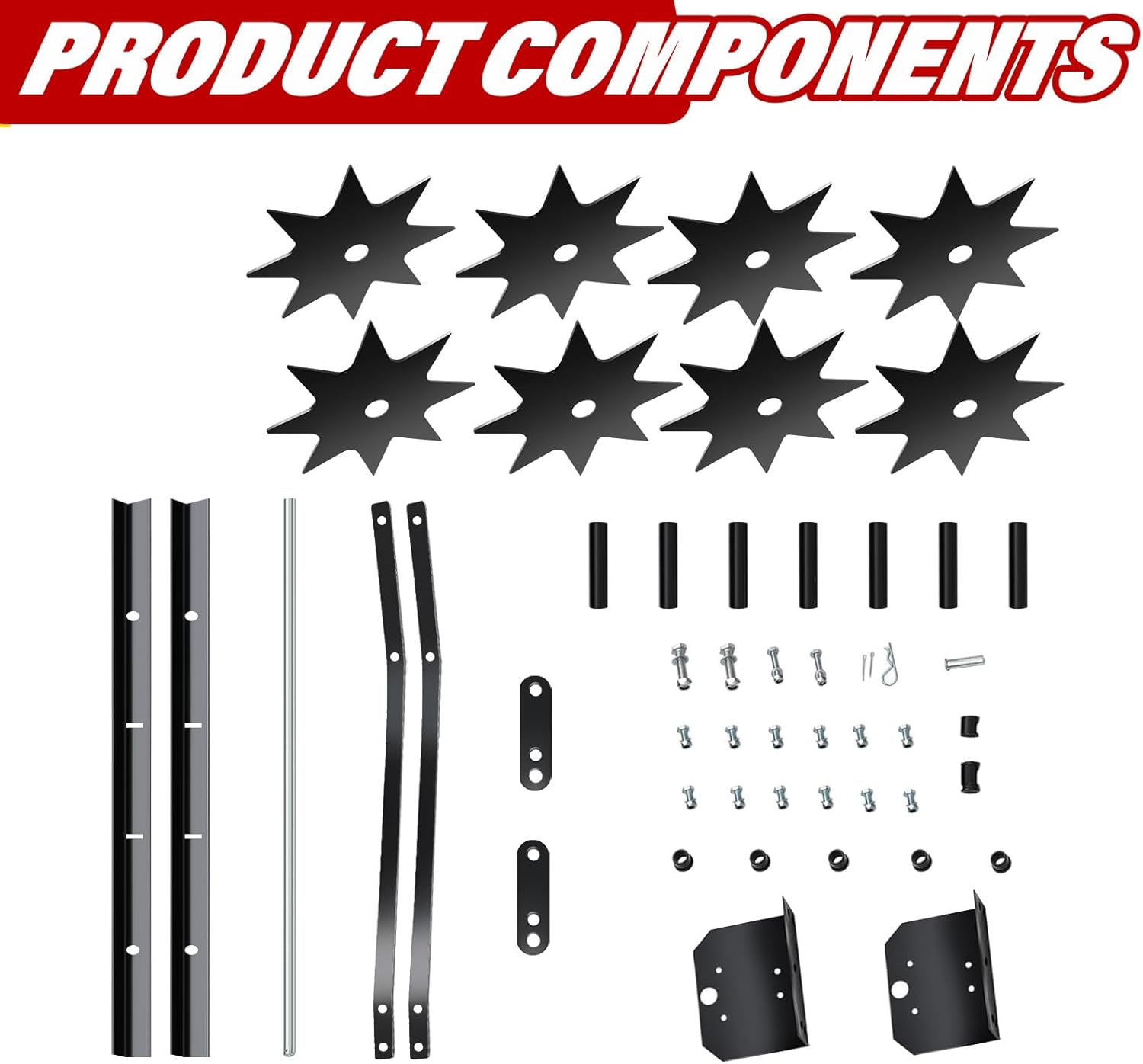 Components of the 32-inch Tow Behind Spike Aerator