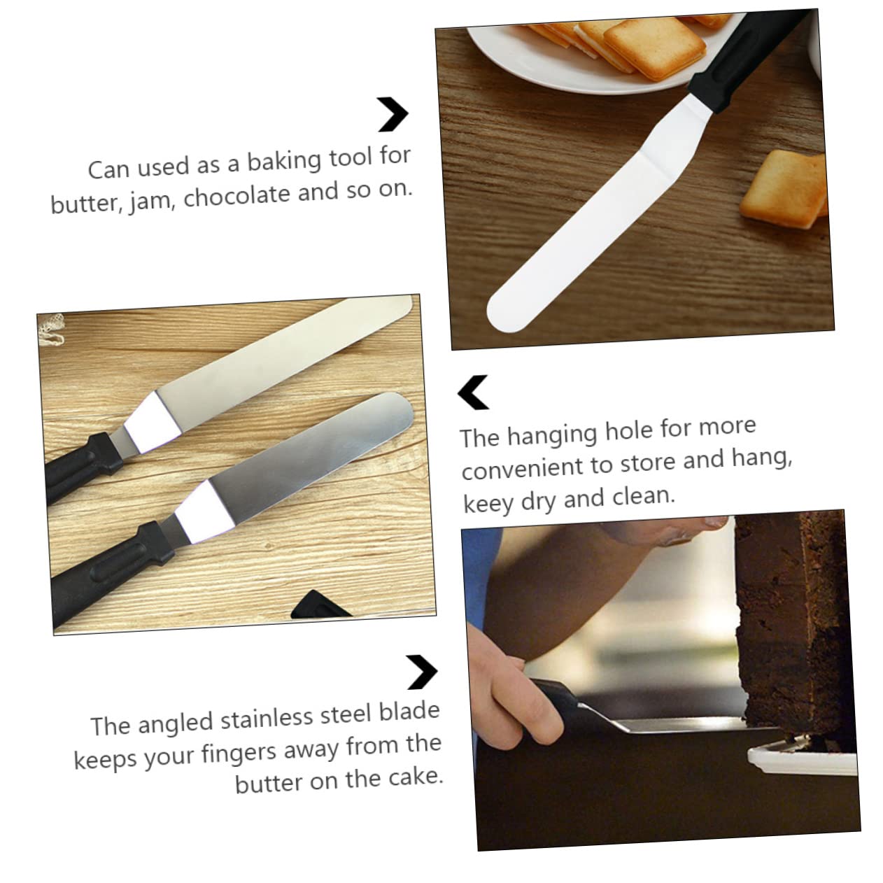 OFFSCH Kitchen Supplies 4pcs Plastic Handle Trowel Stainless Steel Scrapers Versatile for Cake Baking Frosting