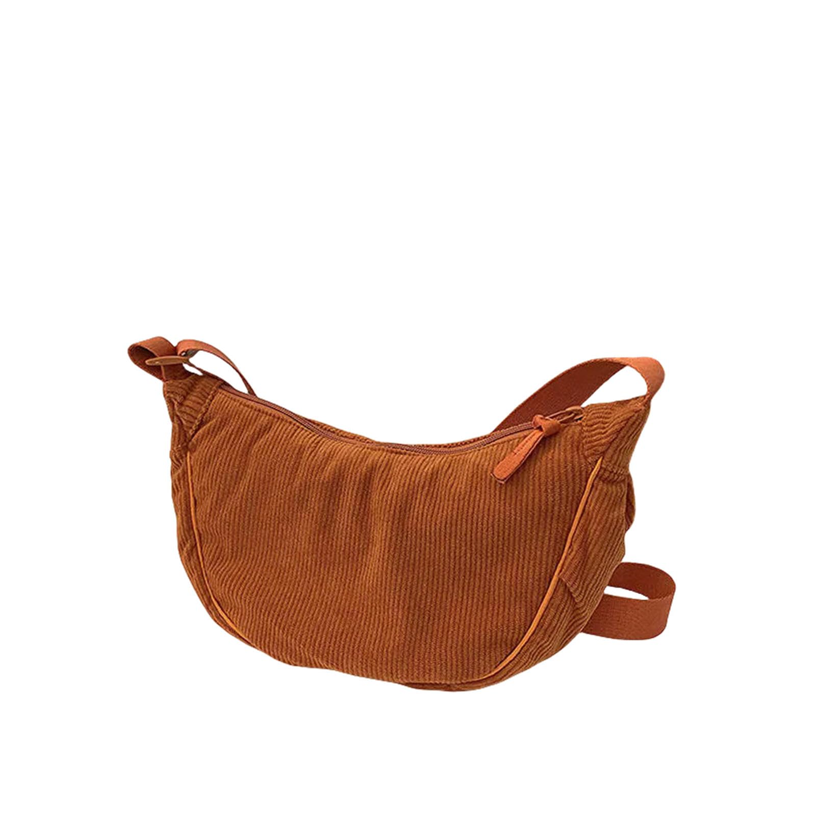 Sac bandoulière femme velours côtelé hobo rétro orange
