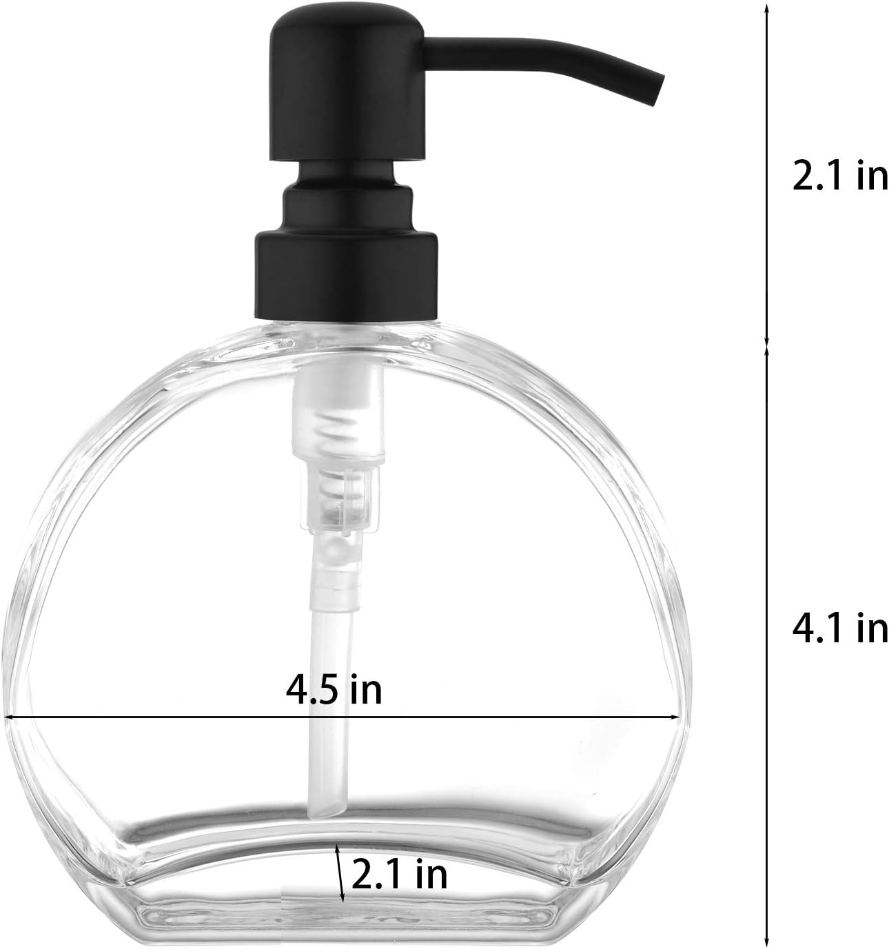 Glass Soap Dispenser with Rust Proof Stainless Steel Pump, Refillable Kitchen & Bathroom Countertop Dish Soap Dispenser for Essential Oils, Lotions, Liquid Soaps, Black - Image 6