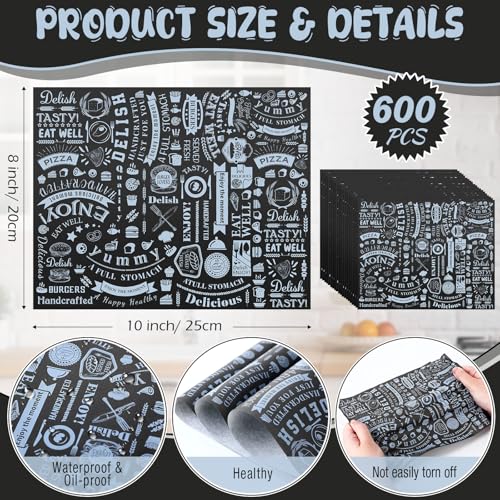 image for Outus 600 Pcs 8 x 10 inch Deli Wax Paper Sheets Grease Resistant Tray 