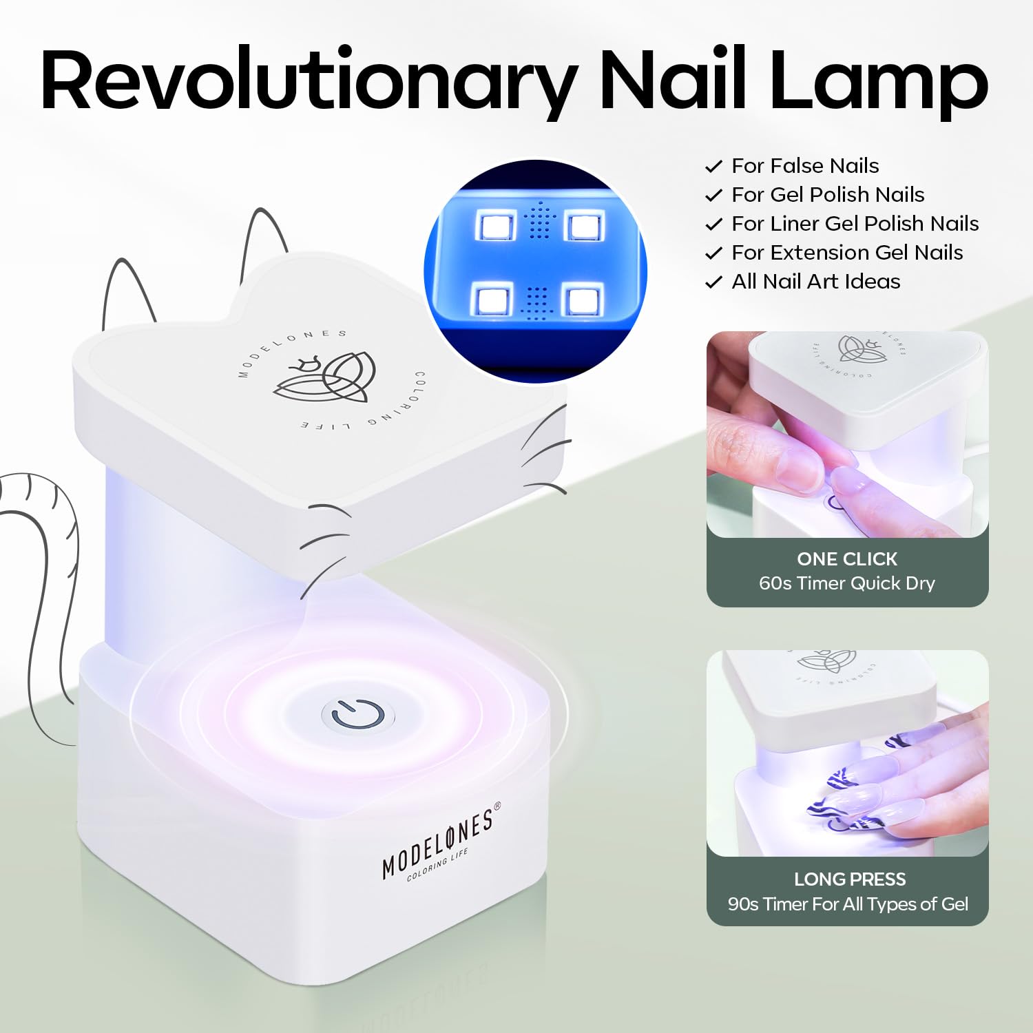 Modelones Zestaw Sztucznych Paznokci i Kleju, Kompletny Zestaw do Paznokci żelowych Uv, 500 Kapsułek Nail,Lampa do Paznokci i Klej Faux Nails 4 w 1, Zestaw do Budowy Manicure