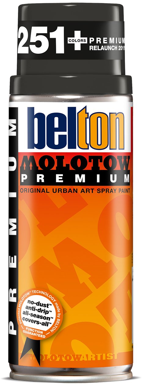 Molotow Premium Spray Paint Can Belton 400ml, Colour: 210 - Tar Black