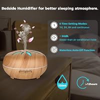 GeeRic Aroma Diffúzor 550ml - Ultrahangos Párásító Fa Mintázattal - Aromaterápiás Illóolaj Párologtató 7 LED Színnel és Távirányítóval Ottho 3