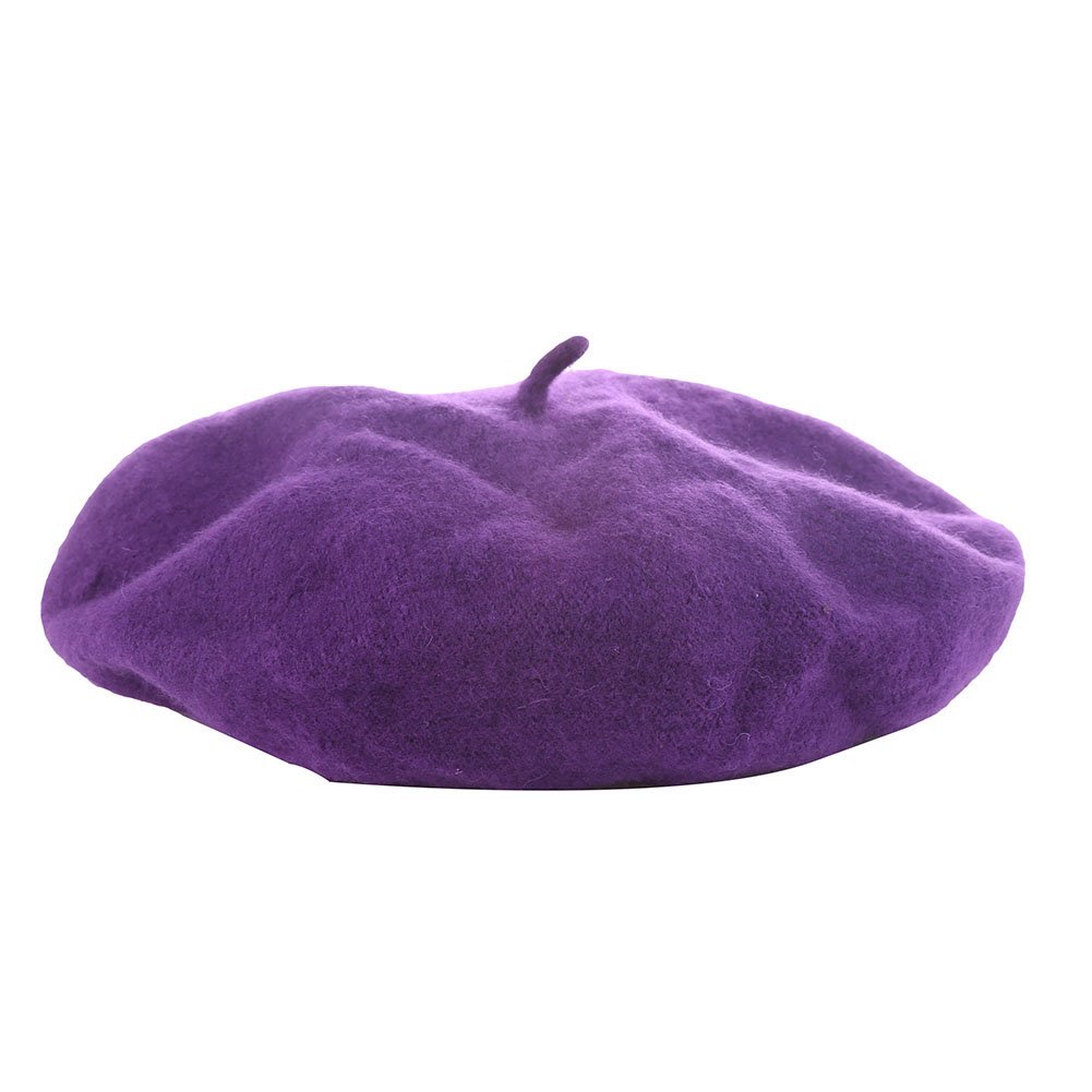 Gemini_mall® Plain Beret Hat Wool French Beret Winter Autumn Women | Girls Fashion Hats (Purple)