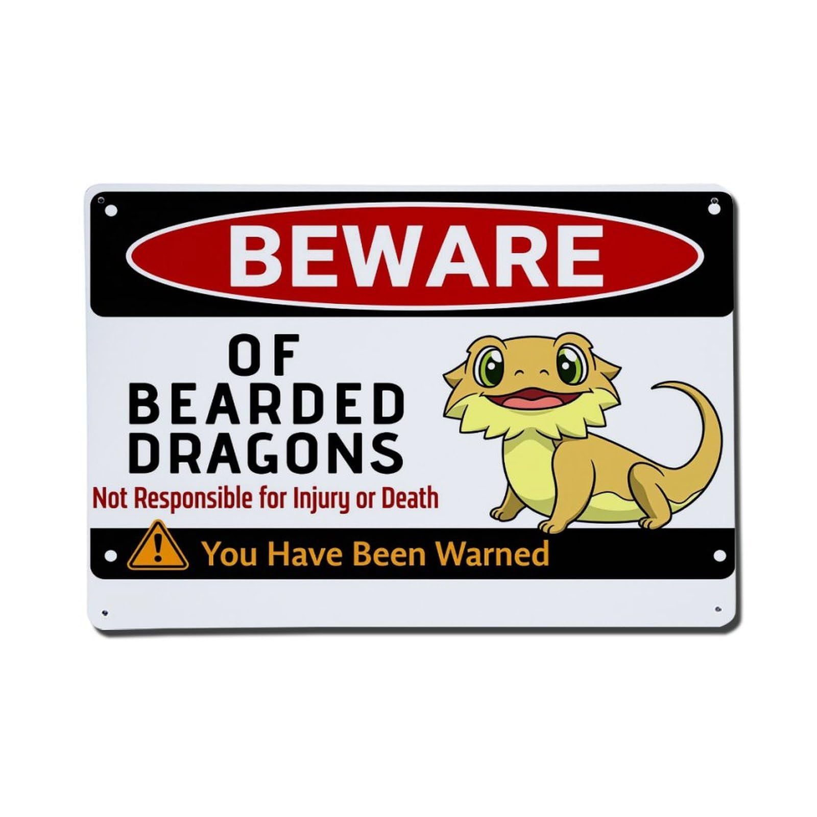 Beware Of Bearded Dragons Warning Sign Tin Sign Metal Poster Vintage Metal Signs for Home Man Cave Bar Cafe Kitchen laundry room Wall Decorations Gift 8x12Inch