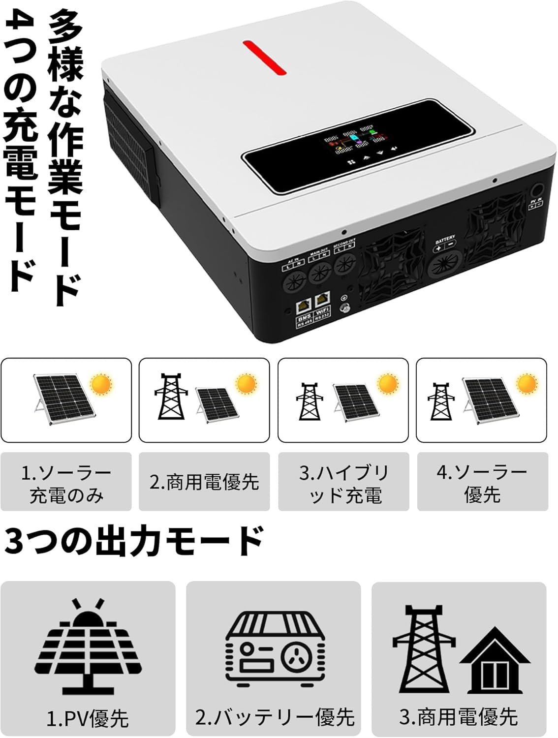Amazon.co.jp: DATOUBOSS ハイブリッド インバーター 単相3線式 24v