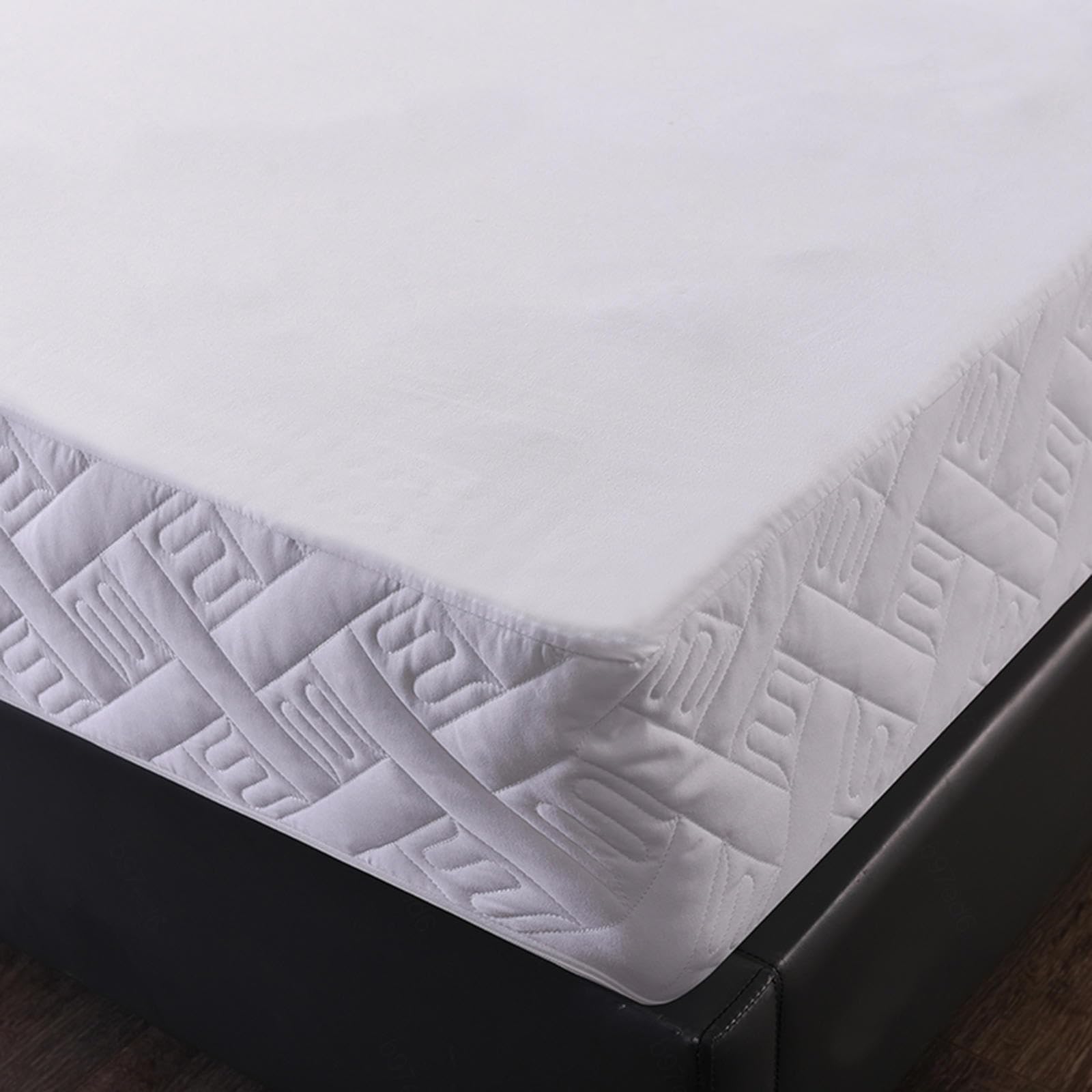 Coprimaterasso trapuntato impermeabile con cerniera, traspirante e spesso, con angoli elasticizzati, bianco, per letto singolo/matrimoniale/king size, 150 x 190 + 20 cm