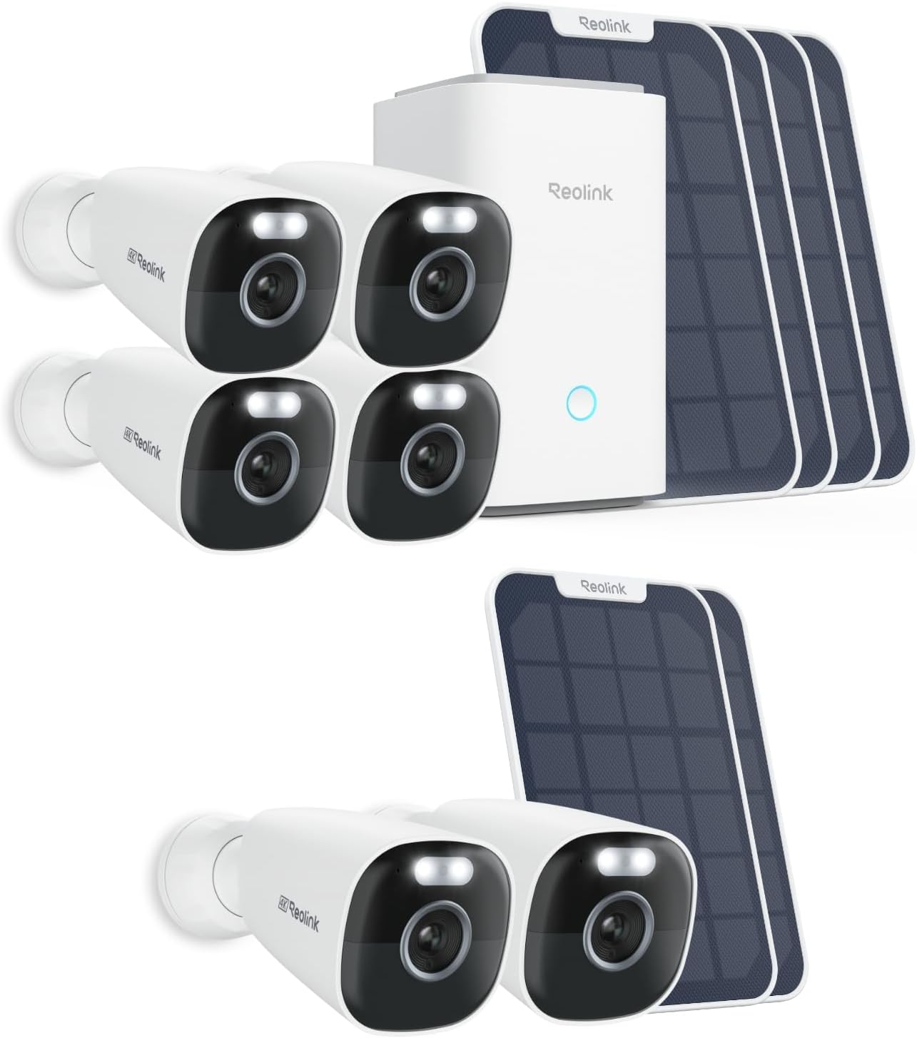 REOLINK Home Hub with 6X Eco Ultra+Solar Panel, 4K Security Cameras Wireless Outdoor System, Encrypted 1 Year Local Storage, Color Night Vision, 2.4/5GHz Wi-Fi, AI Detection, No Monthly Fee