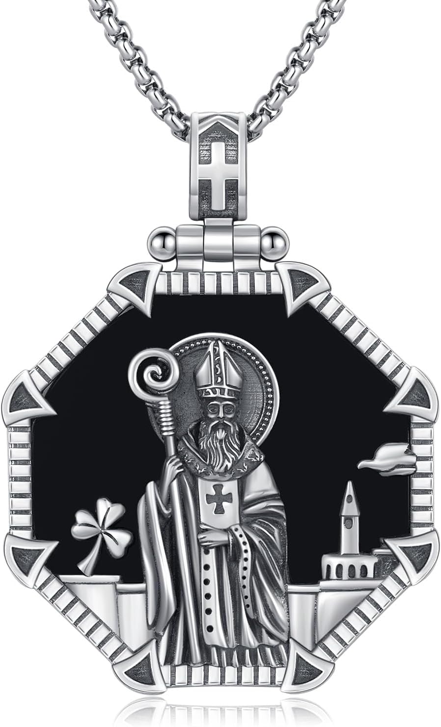 Saint Necklace 925 Sterling Silver St Necklace Amulet Pendant Jewelry Religious Gift for Men Women