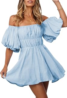 Dokotoo Womens Casual Solid Short Sleeve Tie Waist Knot Front Mini Dress Price In India