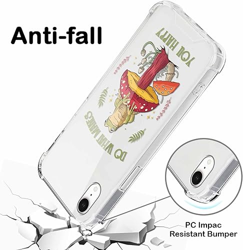 Miniatura 6 de Paquete de 2 fundas transparentes con diseño floral para iPhone XR de 6.1 pulgadas, diseño de hongos y mariposa, rana, funda protectora suave,